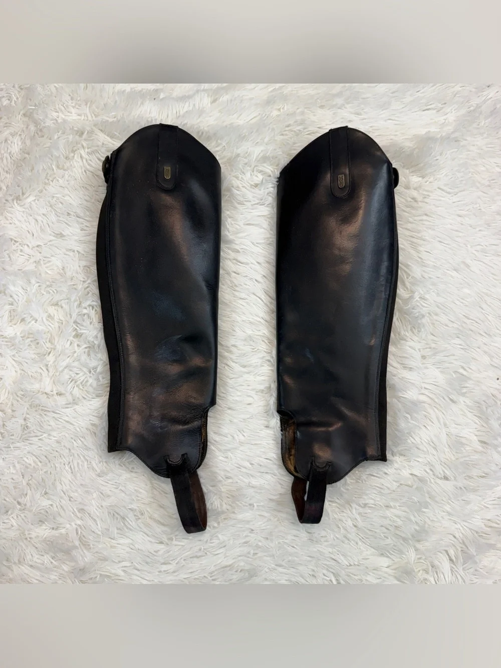 Women’s Black Leather Riding Half Chaps - Sleek Equestrian Protectors